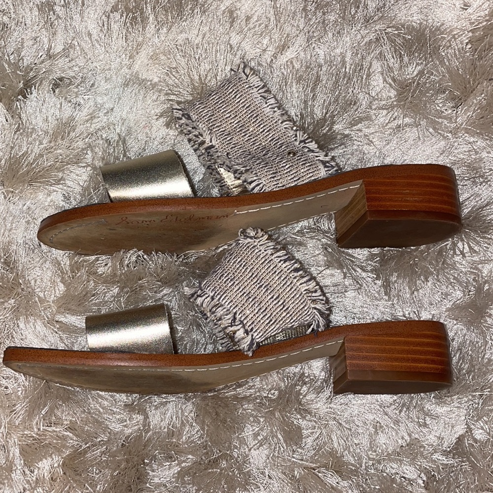 Jeni Metallic Leather & Fringe Slide Sandals - Picture 7 of 11